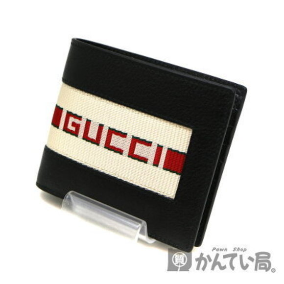 GUCCI Bifold Wallet Leather Black White - Picture 1 of 6